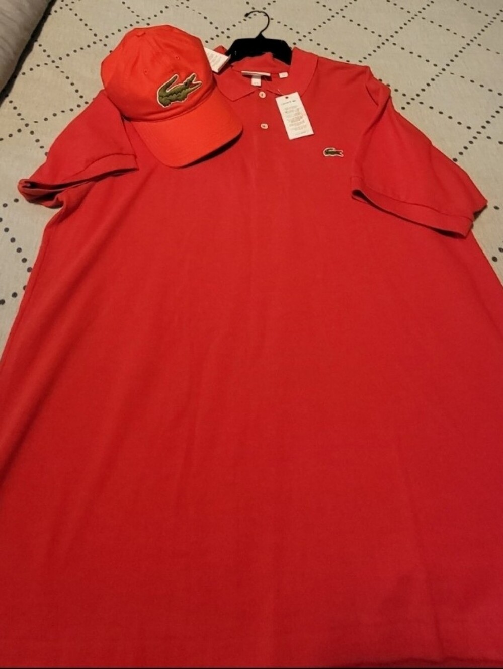 XL Red Lacoste Polo shirt. With Lacoste red cap one size.